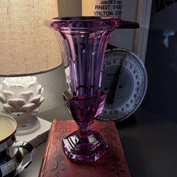 1930's Moser Glass Neodymium Alexandrite Crystal Art Deco Trumpet Vase - Picture 17 of 17